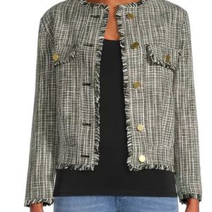 Ann Taylor Factory Tweed Bomber Jacket size M